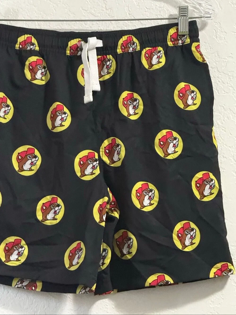Youth  XL-XTRA LARGE Buc-ees Swim Black Trunks Shorts  Beaver Print Drawstring